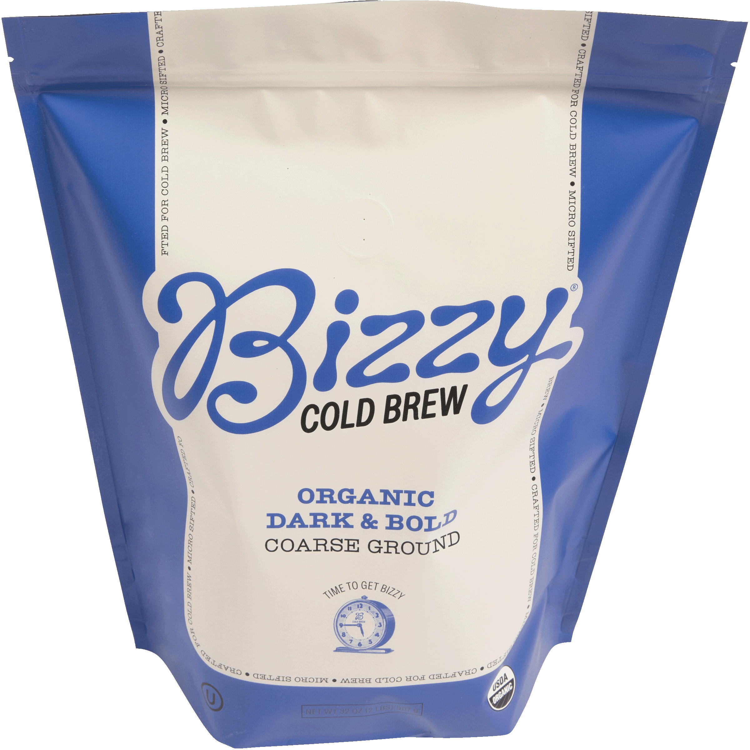 Bizzy Organic Cold Brew Coffee | Dark & Bold Blend | Coarse Ground Coffee | Dark Roast | Micro Sifted | Specialty Grade | 100% Arabica | 2 LB