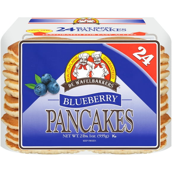 De Wafelbakkers Blueberry Pancakes, 33 oz, 24 Ct Bag (Frozen)