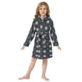 thumbnail image 6 of FORMRS Niños Bathrobe Unisex Hooded Robe Soft Plush Pajamas Sleepwear, Size 10-12T, Red Fireworks Pattern, 6 of 7
