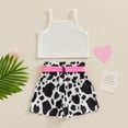 thumbnail image 3 of Bagilaanoe 2pcs Toddler Baby Girl Shorts Set Letter Print Sleeveless Tank Tops Tops + Shorts with Belt 6M 12M 18M 24M 3T 4T Kids Casual Summer Clothes, 3 of 7