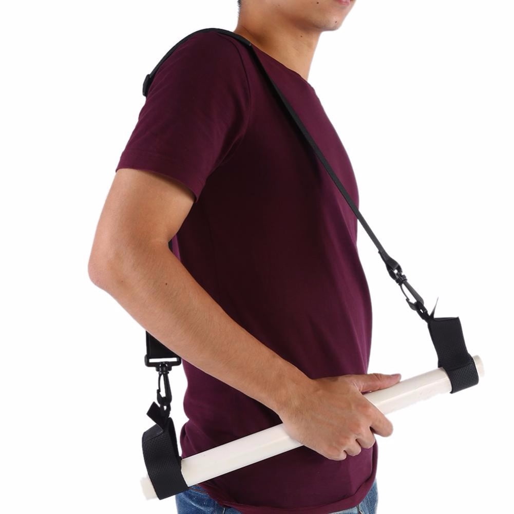Black Fishing Rod Carry  Strap Sling Band Adjustable Shoulder Belt Tackle Holder 