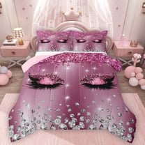 Homewish Girly Elegant Eyelash Bedding Comforter Set 2pcs for Female Men Adults,Bling Glitter Twin Comforter Sets Microfiber,Sparkling Crystal Breathable Bedding Set,Breathable Home Decor,Reversible