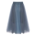 thumbnail image 2 of TTAO Kids Girls High Waist Bowknot Mesh Tutu Tulle Skirts Tiered A-line Wedding Princess Birthday Party Skirts Skorts Grey Blue 9-10, 2 of 7
