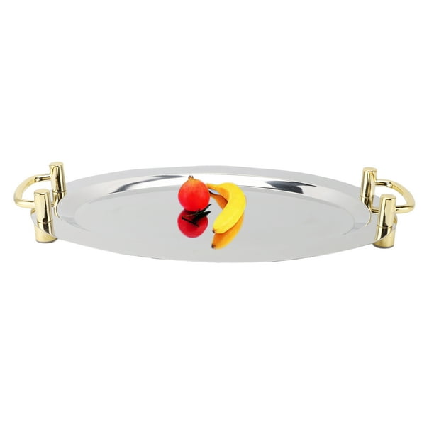 Bandeja De Acero Inoxidable Con Asa, Plato Para Bebidas De Té, Bandeja De Servicio, Plato Decorativo Para Servir Postre, Fruta, Refrigerio, Cafetería, Banquete, Fiesta