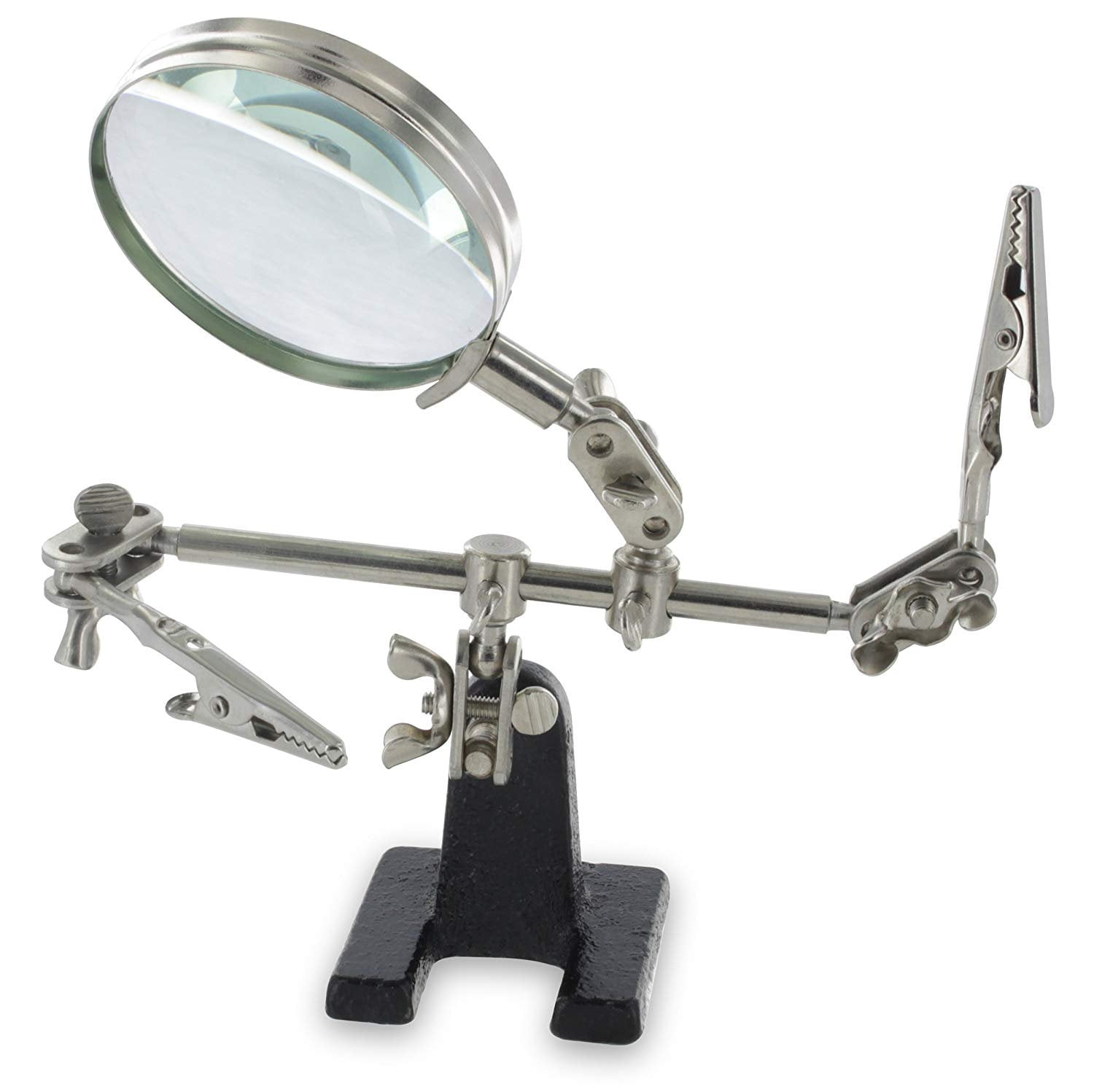 3.5x Desktop Helping Hand Magnifier Glass Stand w/ Flexible Alligator Clips 