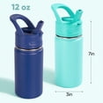 thumbnail image 6 of Daluvenix 12oz Insulated Kids Water Bottle with Straw and Carry Handle, Leak-Proof BPA-Free Stainless Steel Bottle, Green, 6 of 10