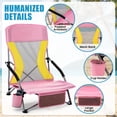 thumbnail image 6 of UMINEUX Low Beach Chairs for Adults, Folding Portable Lightweight Chair with Cup Holder, Set of 2, Pink and Yellow, 6 of 9