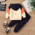 thumbnail image 3 of PatPat Toddler Girl Clothes Boy 2 Piece Long Sleeve Top & Pants Letter Pattern Fabric Stitching Hooded Set, 3 of 6