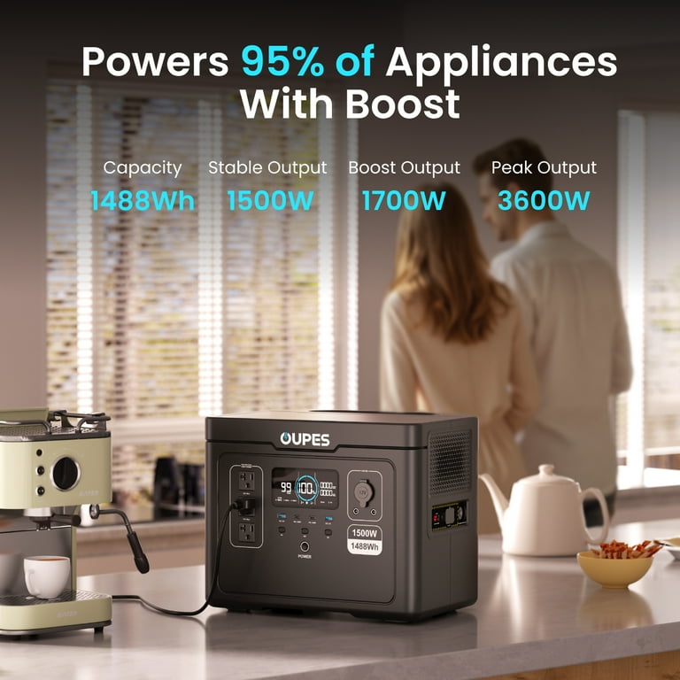 OUPES Portable Power Station Exodus 1500 1488Wh 1500W AC Pure Sine