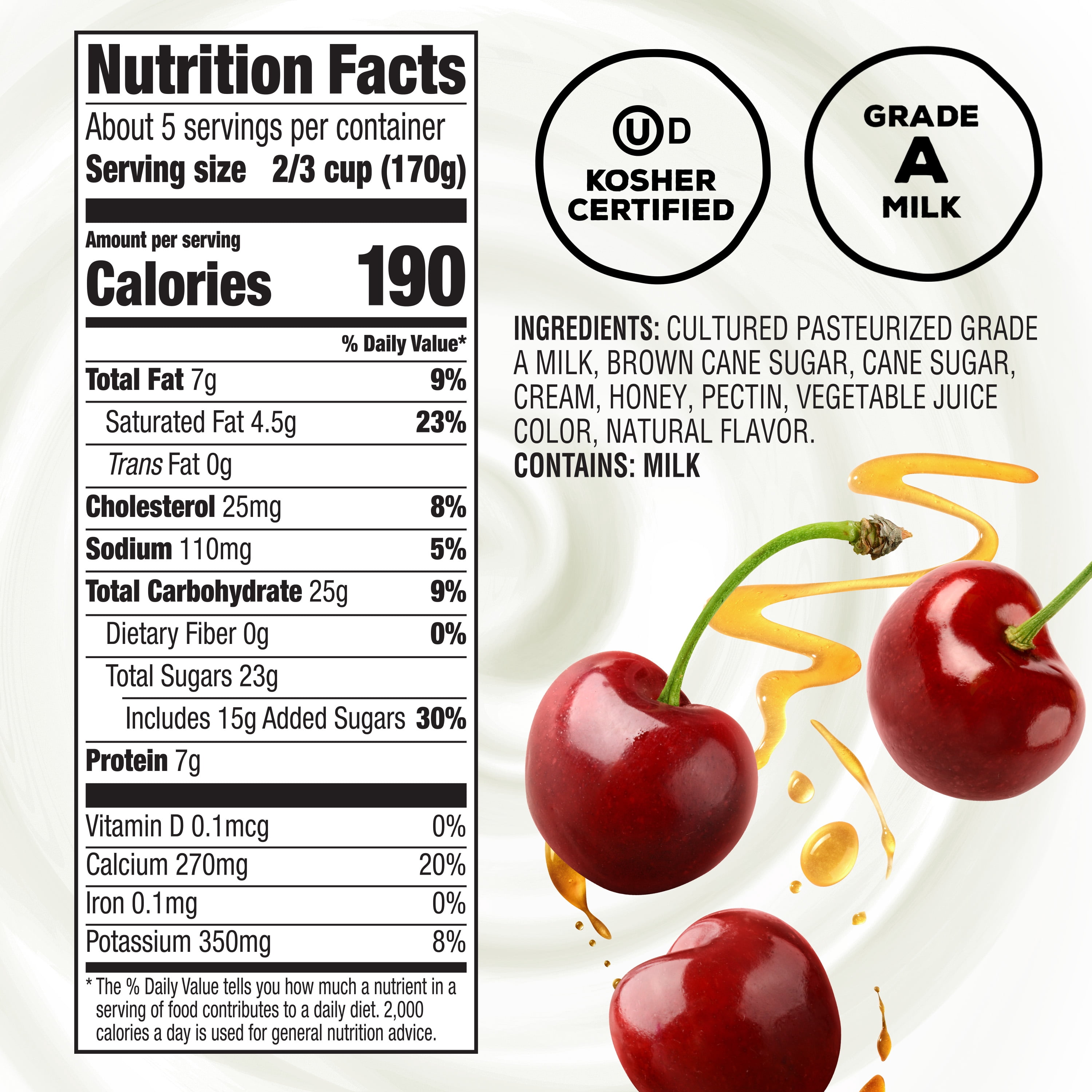 The Greek Gods Greek Style Yogurt, Probiotic Yogurt, Black Cherry with Honey, 32 oz