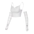 thumbnail image 6 of Franhais Women's Sling Tank Tops, V-Neck Spaghetti Strap Solid Color Slim Fit Summer Crop Camisole + A Pair of Lace Sleeves, 6 of 9