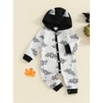 thumbnail image 2 of Biezeib Baby Girl Boy Halloween Romper Bat Print Long Sleeve Full Length Hooded Jumpsuit for Fall, 2 of 6