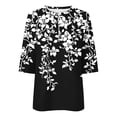 thumbnail image 5 of Womens Tops Dressy Striped Print Shirt Casual Zip Up Mock Neck Tops 3/4 Sleeve Loose Fit Tshirt Summer Casual Blouses for Women, 5 of 5
