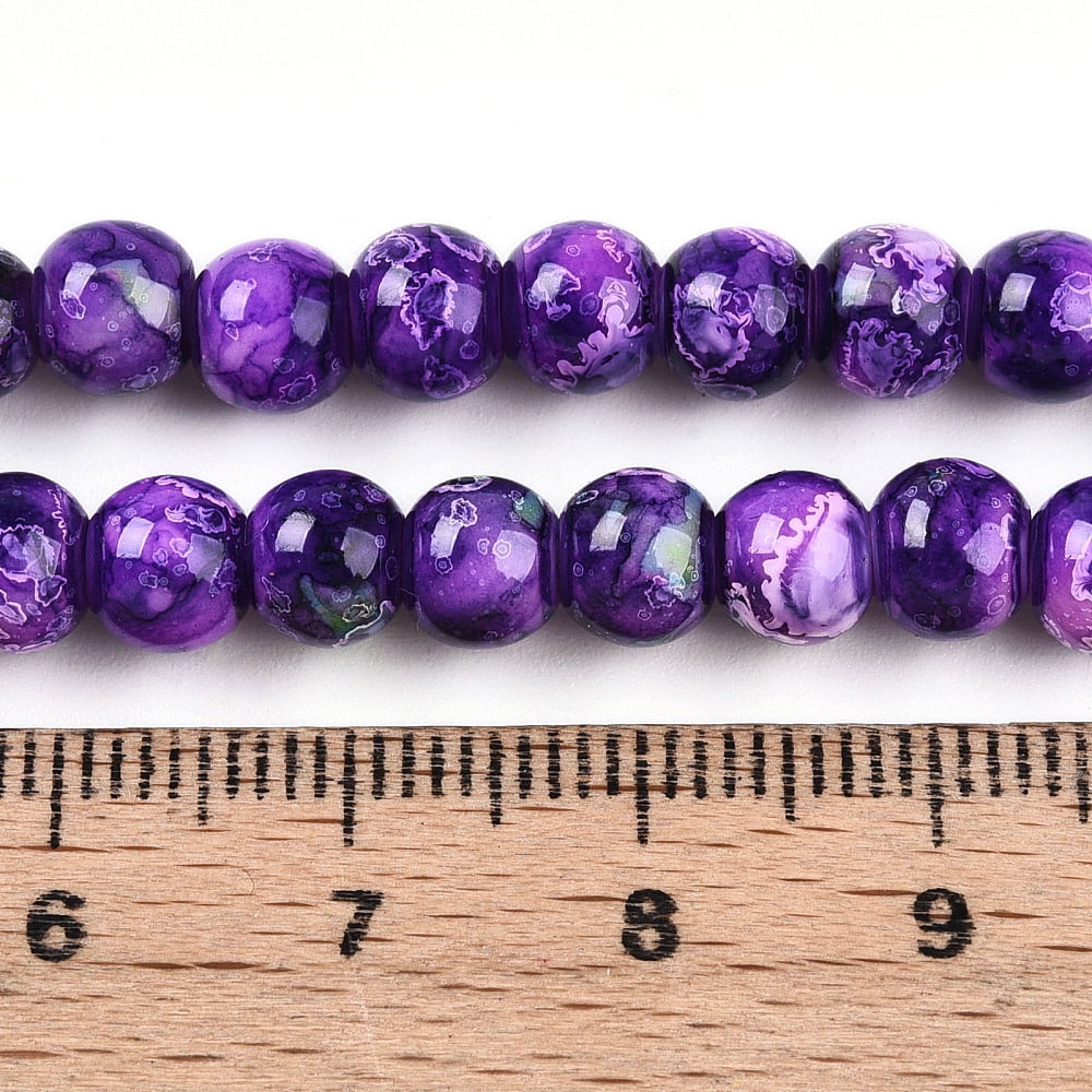Baking Painted Glass Beads Strands Round Dark Violet 6~6.5mm Hole: 1mm 145~169pcs/strand 31.10~35.83 inch(79~91cm)