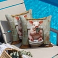 thumbnail image 4 of Funny Animal Throw Pillow Cover Pig Sitting on Toilet Cotton Linen Cushion Cover Throw Pillow Case with Invisible Zipper for Couch Sofa Bed Chair Car 18x18 Inch, 4 of 9
