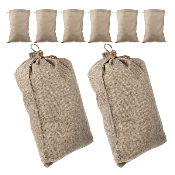 8 Pcs Burlap Drawstring Pocket Burlap Bags Drawstring Pouch Convenient Vegetable Bag Storage Produce Bags Burlap Sack