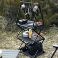 thumbnail image 4 of Graflsoa Étagère de Camping Portable en Aluminium à 3 Niveaux - Table de Rangement Pliable avec Crochets pour Randonnée et Pique-Niques, Noir, 4 of 6