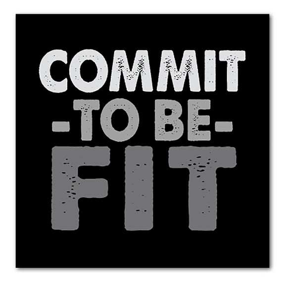 DistinctInk Custom Bumper Sticker - 10" x 10" Decorative Decal - Black Background - Commit To Be Fit