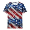 thumbnail image 4 of FAVIPT Women's 4th of July Shirt Patriotic Stars and Stripes Print Shirts Short Sleeve Crew Neck Blouses Casual Fashion Summer 2025 Tees Multicolor,L, 4 of 5