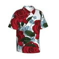 thumbnail image 2 of Beautiful Red Roses Flower Men's 3d Print Casual Button Down Shirts, Novelty Hawaiian Short Sleeves 2xl, 2 of 8