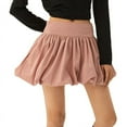 thumbnail image 3 of Women'S High Waist Ruffle Hem Bubble Mini Skirt A Line Flared Cute Skirts Streetwear Pink S, 3 of 9
