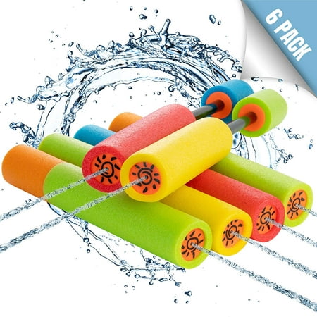Toy To Enjoy Water Blaster Guns (Pack of 6) – Foam Noodle Squirt Water Shooter for Kids & Adults – Summer Party Toys & Outdoor Pool Toys for Beach & Water Fights