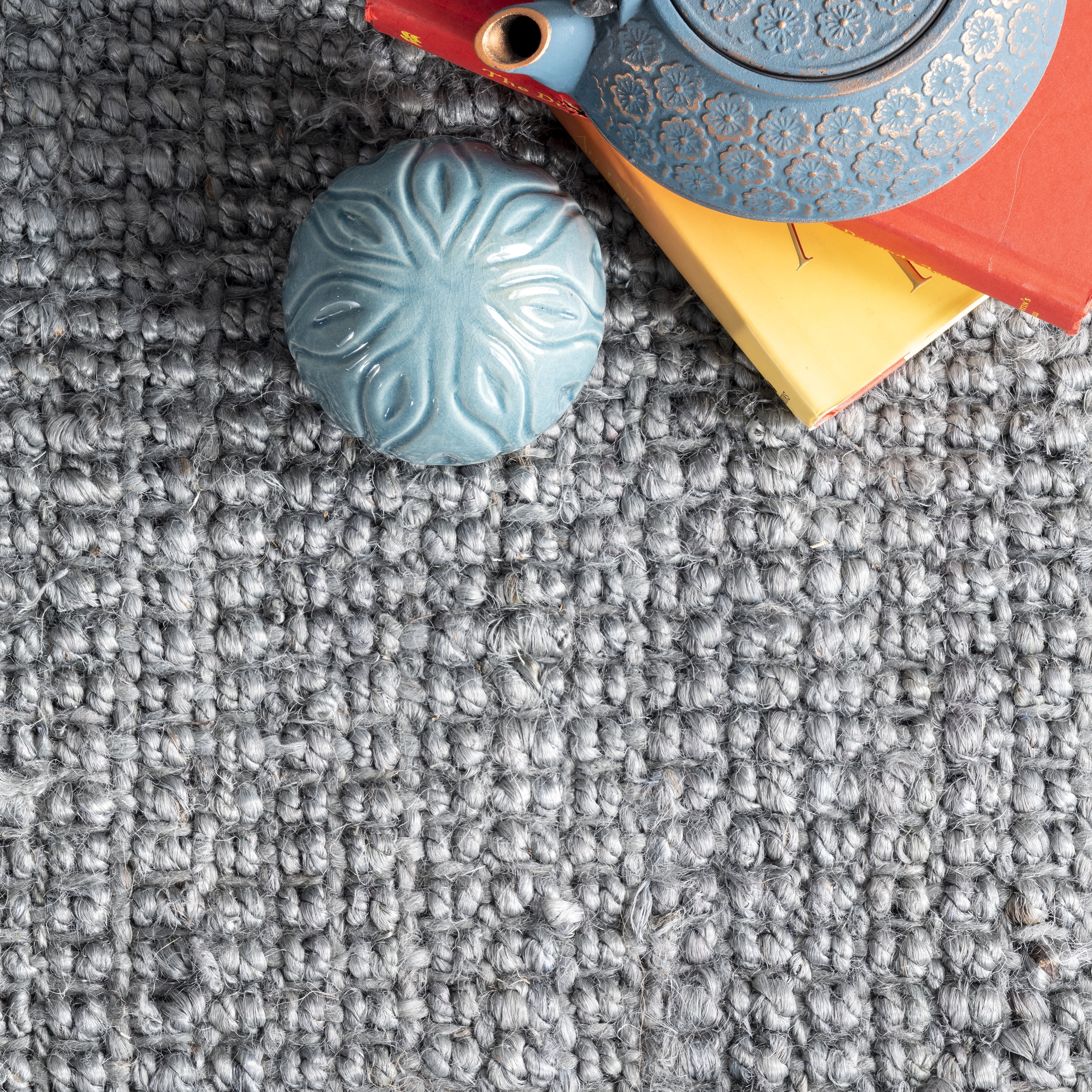 nuLOOM Daniela Chunky Jute Grey 4' x 6' Farmhouse Area Rug