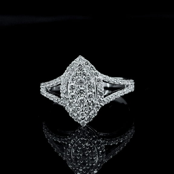 Marquise Shape Composite Lab Grown Diamond Women Bridal Ring in Sterling Silver | | White Gold Plated