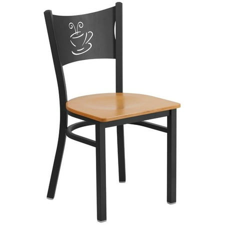 Flash Furniture HERCULES Series Black Coffee Back Metal Restaurant Chair, Wood Seat, Multiple Colors