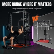 Mikolo Smith Machine Home Gym, Multi-Functional Power Rack with Pec Deck Machine, Lat Pull Down System with Bar, Low Row Station with Cable bar and Foot Board