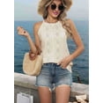 thumbnail image 5 of Tank Top for Women Loose Fit High Neck Sleeveless Halter Tops Casual Eyelet Summer Flowy Shirts Blouse Khaki XL, 5 of 8
