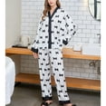 thumbnail image 2 of Defitshape Women's Long Sleeve Pajama Set Cute Pajamas Satin Comfy 2 Piece Summer Loose Silky Cool Lounge Pj Set Sleepwear Style3 Medium, 2 of 4
