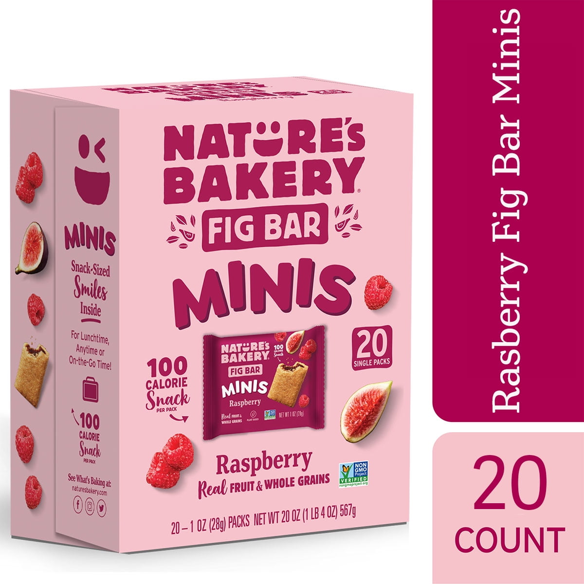 Nature’s Bakery Raspberry Fig Bar Minis, 1 oz, 20 Count