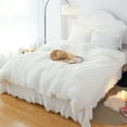 thumbnail image 3 of CHOSHOME 3 Pieces Luxury Plush Shaggy Faux Fur Duvet Cover Set 3 Pieces,Twin Size, White, 3 of 6