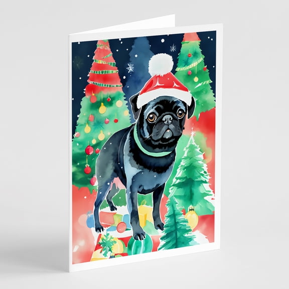 Pug Christmas Greeting Cards Pack of 8 7 in x 5 in