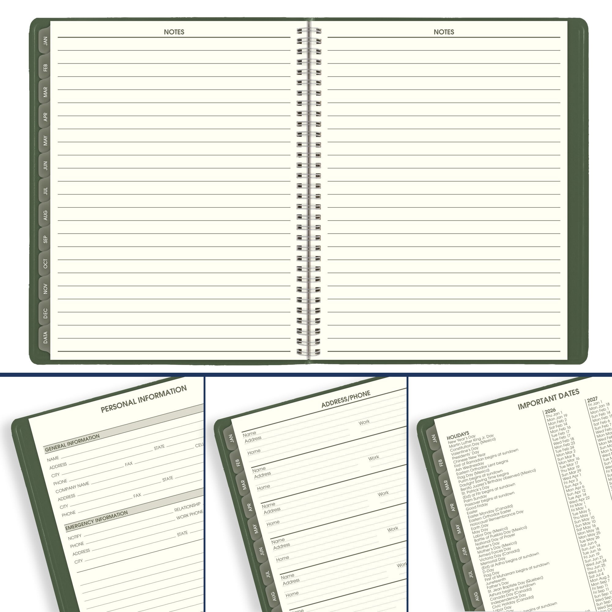 AT-A-GLANCE Recycled 2026 Weekly Monthly Appointment Book Planner Green Large 8