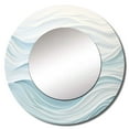 thumbnail image 2 of Designart "Simplistic Blue And White Waves" Abstract Marble Rund Mirror For Wall Decor - Large Blue Round Print Mirror - Round Modern Mirror - Wall Mounted Round Large Mirror - 29" x 29", 2 of 6