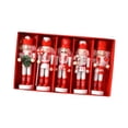 thumbnail image 2 of Milaget 5Pcs Christmas Hanging Decorations Countertop Fall Wooden Nutcracker Figures Red, 2 of 9