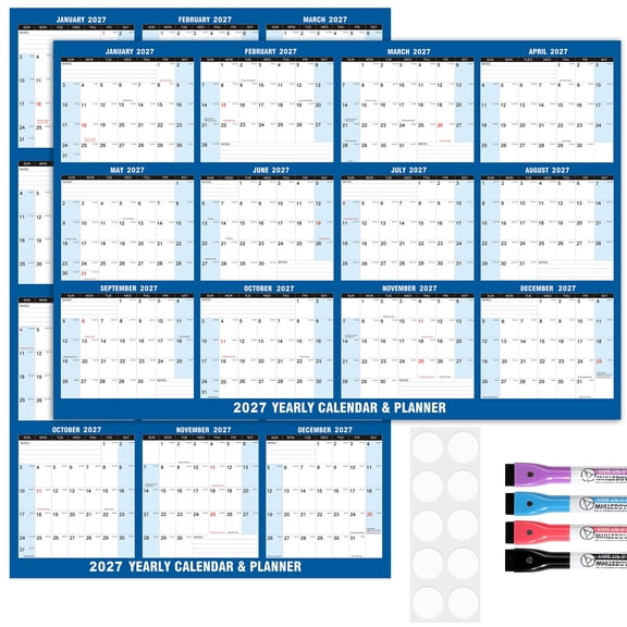 AWANFI 2027 Extra Large Dry Erase Calendar for Wall - 48" x 32", Erasable & Reusable Wall Calendar, Monthly Calendar Planner for Home, Office and Classroom