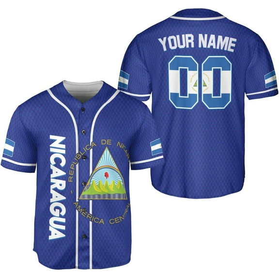 Personalized Nicaragua Baseball Jersey, Custom Nicaragua Baseball Jersey for Men & Women, Nicaraguan Camisas Shirt (S)