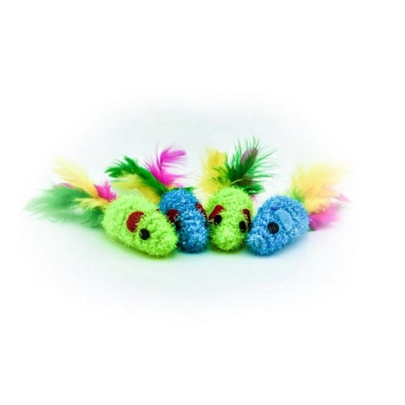 Juguetes 4pzas P/Gato Pawffy Ratones Tela Plumas Sunny Sunny SP-3764