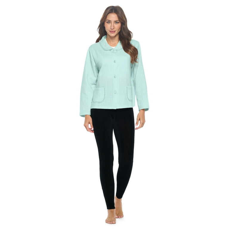 Casual Nights Women s Soft Bed Jacket Button Front Long Sleeve Sleep Top with Pockets