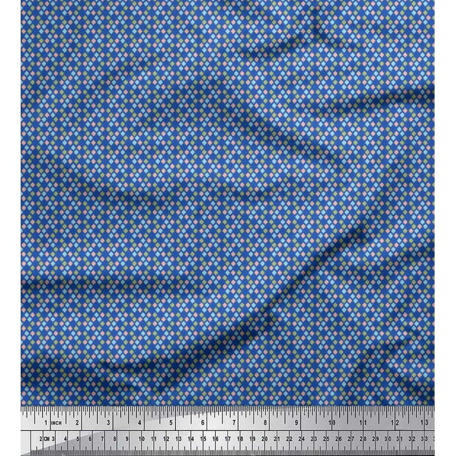 Soimoi Crepe Silk Fabric Geometric Small Decor Fabric Printed Yard 42 Inch Wide