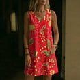 thumbnail image 6 of Summer Dress Plus Size Sleeveless V-Neck Floral Printed Pockets Summer Women's Flowy Beach Vacation Outdoor Casual Loose Dresses, 6 of 8