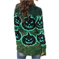 thumbnail image 7 of Lutiedan Halloween Cardigan for Women Pumpkin Cat Scary Graphic Cardigan Long Sleeve Open Front Knitted Sweater Coat,Green, 7 of 7