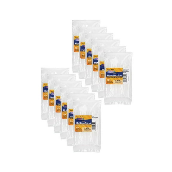 Hot Glue Sticks, Clear, 4" x 0.3125", 12 Per Pack, 12 Packs