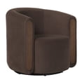 thumbnail image 3 of Walker Edison Modern Upholstered Swivel Barrel Armchair, Cafe Noir, 3 of 15