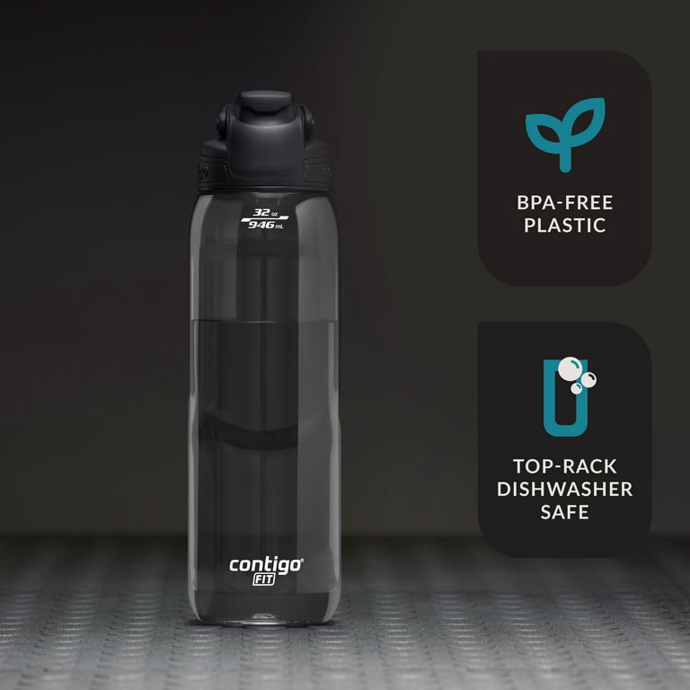 Contigo Fit Plastic Water Bottle with AUTOSPOUT Straw Lid, Black
