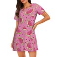 thumbnail image 1 of Balery Watermelon Camisón de manga corta con cuello redondo para mujer, cómodo y elegante., 1 of 6