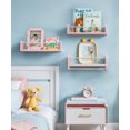 thumbnail image 3 of SUMGAR Nursery Floating Shelves for Wall, Kids Bookshelf Toy Storage Organizer Natural Wood Shelves Wall Mounted for Kids Room, Bedroom，Pink  Set of 3 16in, 3 of 8
